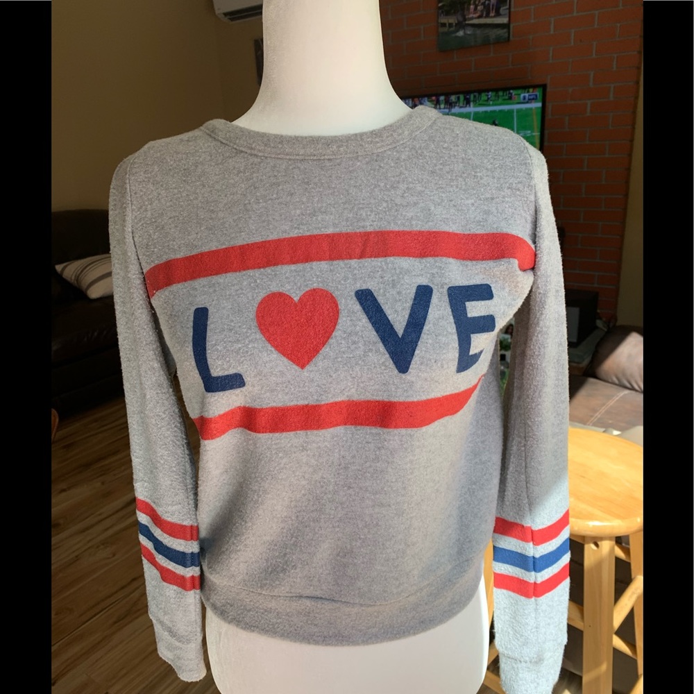 LOVE sweater with cut out back, EUC